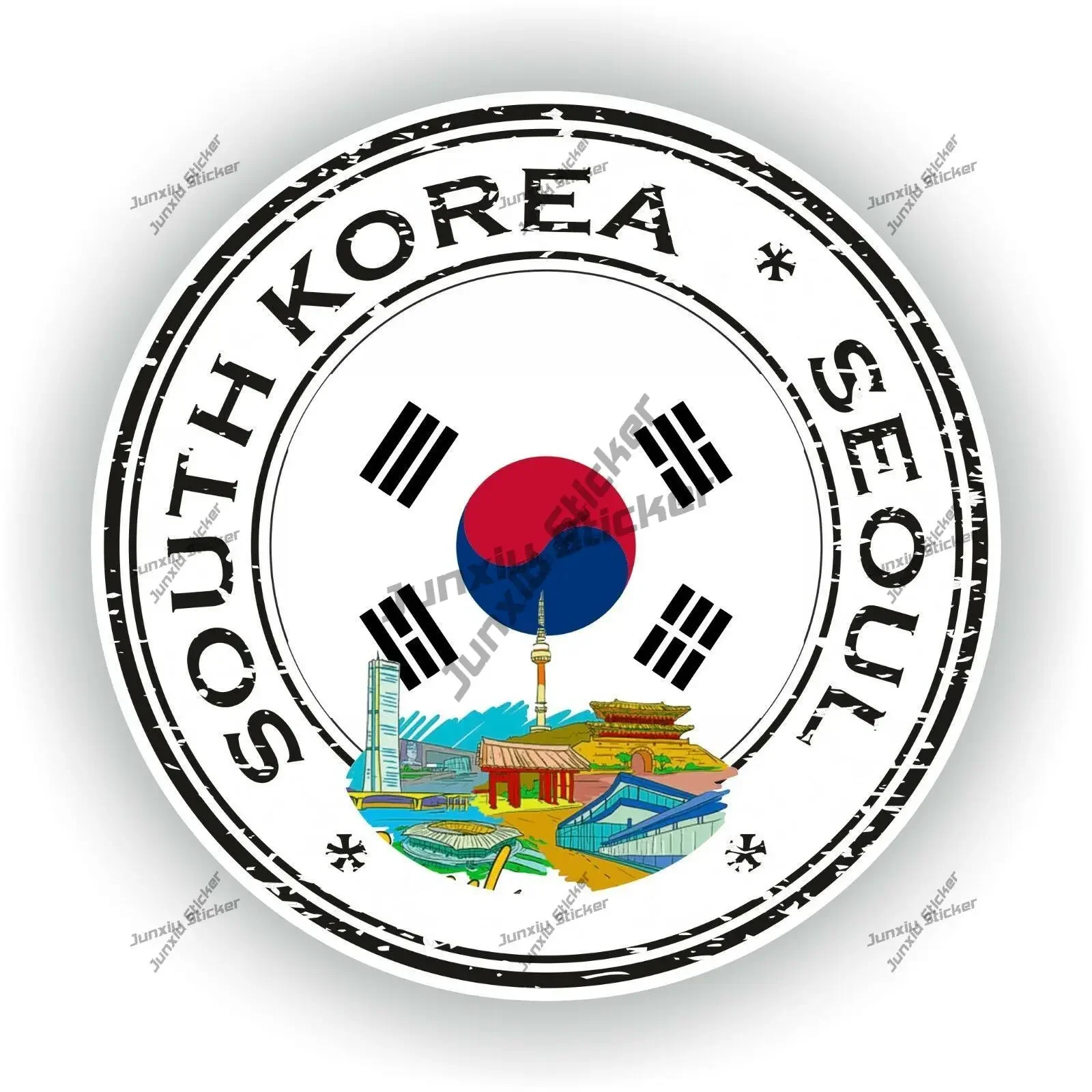 South Korea Seoul Stamp Roundel Seal Sticker Coat of Arms of South Korea Seoul Flag Decal for Car SUV Laptop Book Fridge