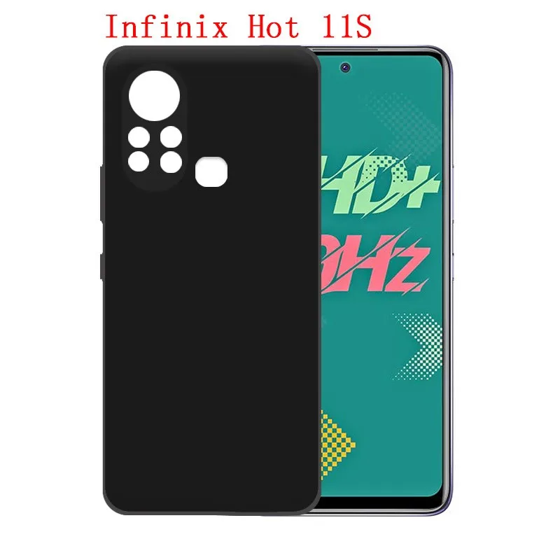 Black Silicone Phone Case for Infinix Hot 10 10s NFC 10T 11 11s NFC 12 12i 9 Play 10 Play 11 Play 12 Play 12 Pro Soft Clear Case