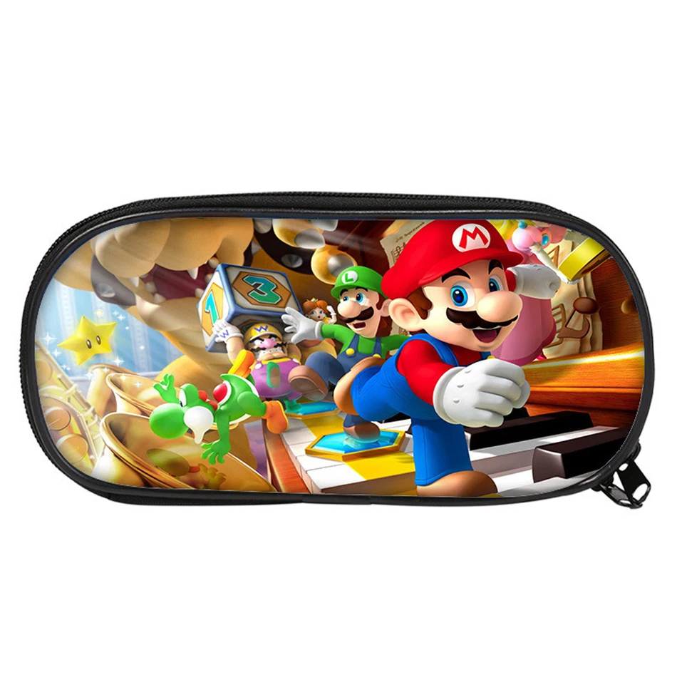 Super Mario Bros Pencil Case Kawaii Anime Figure Bag Stationery Back To School Pencil Pouch Student Supplies Kids Birthday Gifts