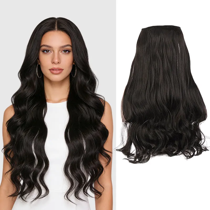 Invisible Fish Line Hair Extensions, 22inch Long Wavy Synthetic Hair Pieces, Invisible Fish Line Breathable Hair Net, Naturally Adds Volume to Hair, Suitable for Women's Daily Use, Party Celebrations, Photography, and Beauty Applications. The Best Choice for a Birthday Gift for a Friend.