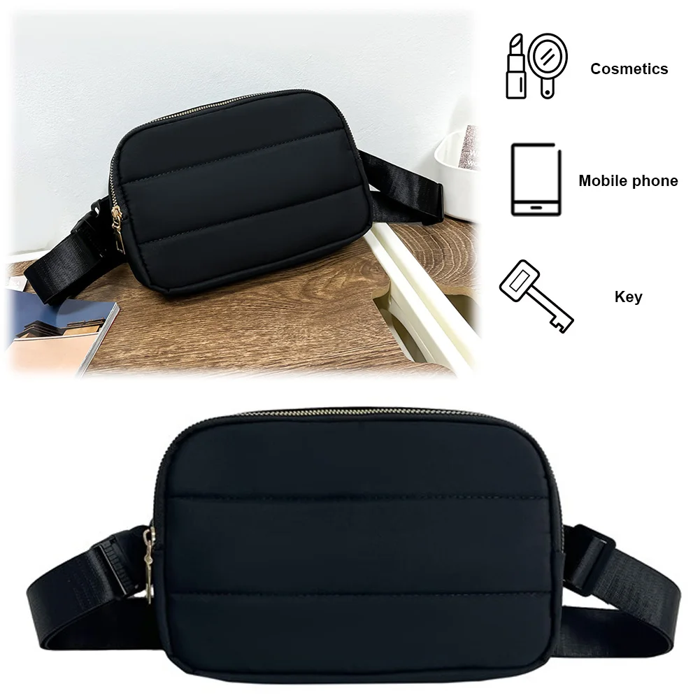 

Сумка через плечо для женщин и мужчин, стеганая, объемная, из нейлона, с регулируемым ремнем, нагрудная сумка, однотонная, для тренировок, путешествий, походов