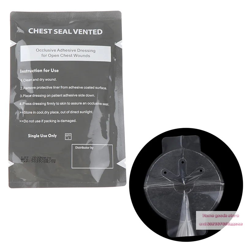 1 pièce Pansement adhésif occlusif Vent Chest Seal pour plaies thoraciques ouvertes, autocollant de survie d'urgence pour traumatismes, patch de premiers secours