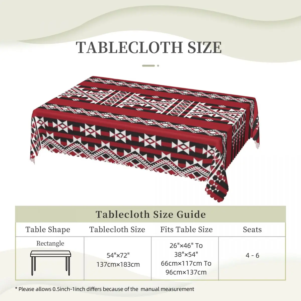 مستطيل مقاوم للماء النفط واقية الأحمر كابيلي السجاد نمط مفرش المائدة غطاء الطاولة 40 "-44" صالح الهندسة هندسية الجدول القماش #6