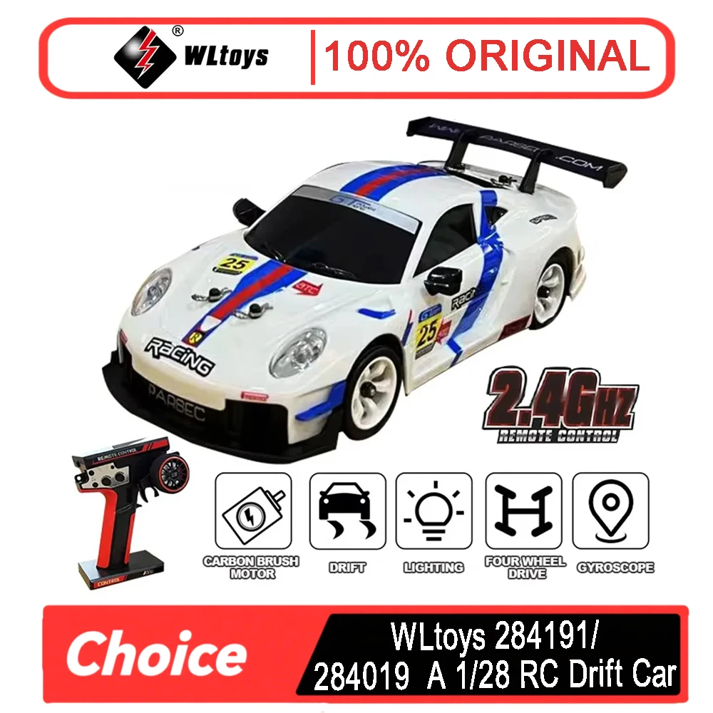 WLtoys 284191/284019  A 1/28 RC Drift Car - Upgraded Gyro 4WD 2.4G 30km/h Alloy Gear