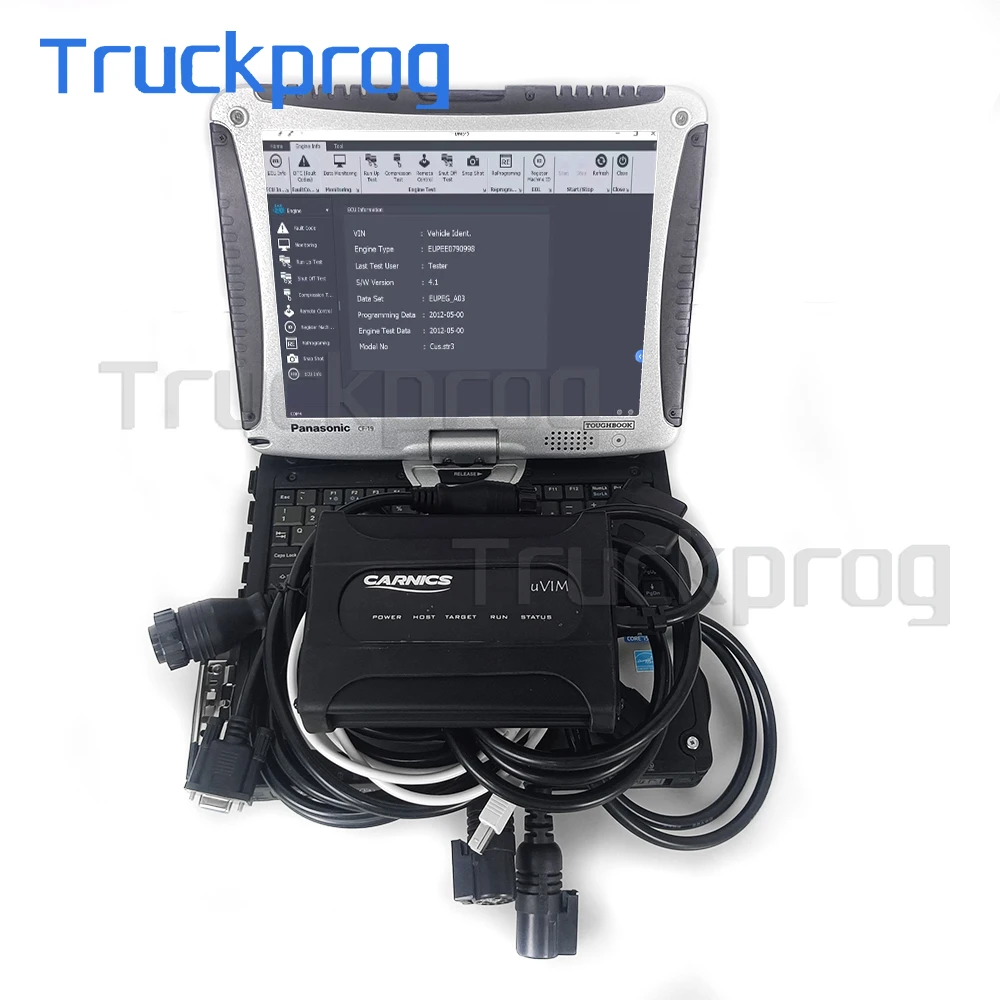 for Doosan Diagnostic Scanner kit uvim Communication Interface Forklift Excavator Loader Heavy Duty Diagnostic tool+CF19 Laptop