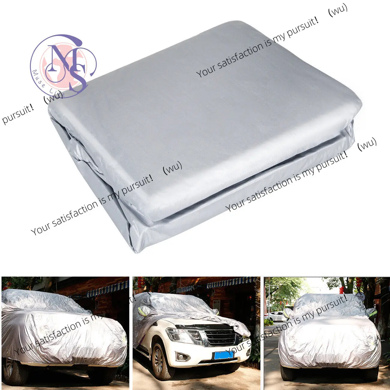 Universal XL Size Full Cover Silver Car Cover Outdoor Sun Snow Dust Resistant Protector For Sedan Auto Accessories
