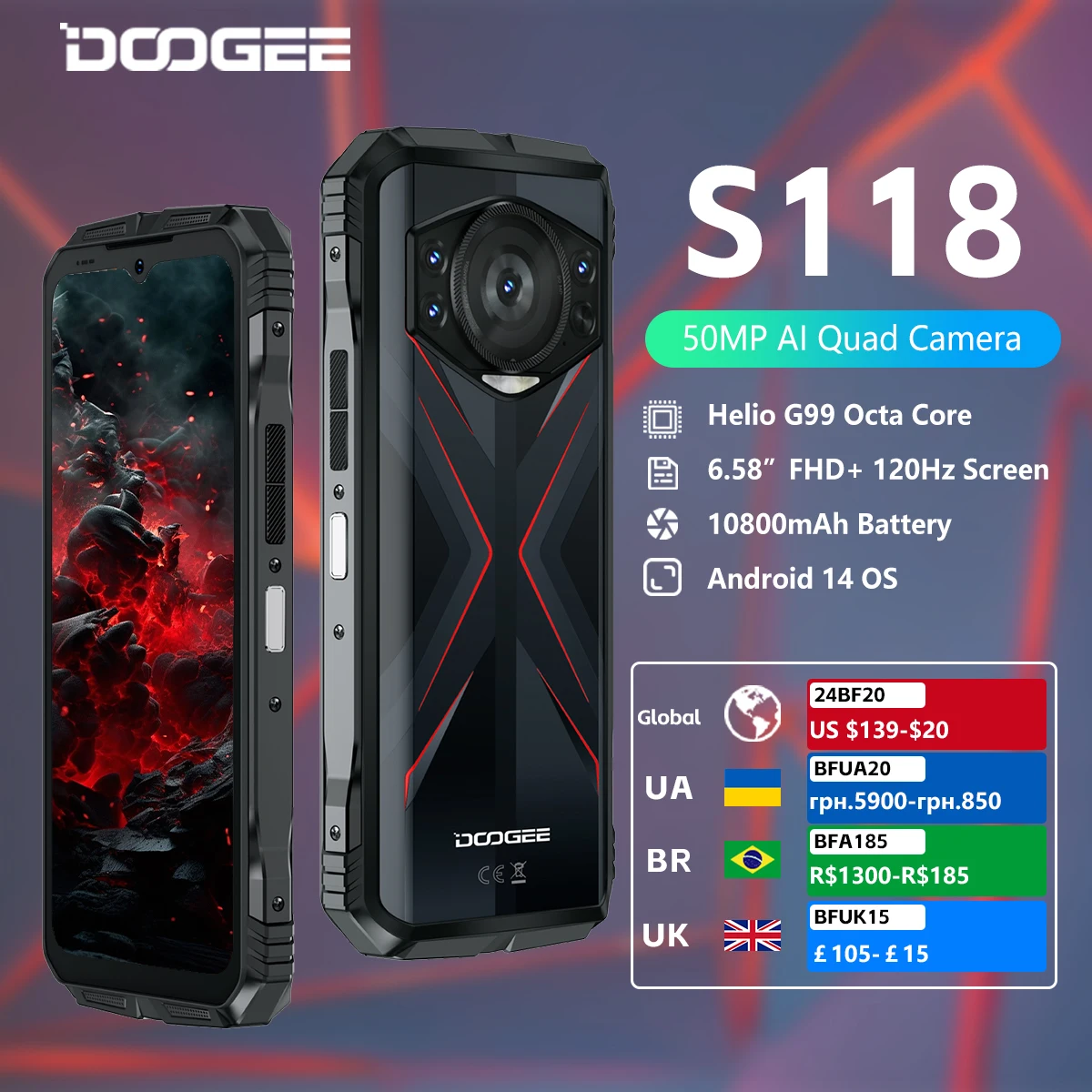 [World Premiere] DOOGEE S118 Rugged Smartphone 20GB(8GB+12GB Extended) 512GB 6.58