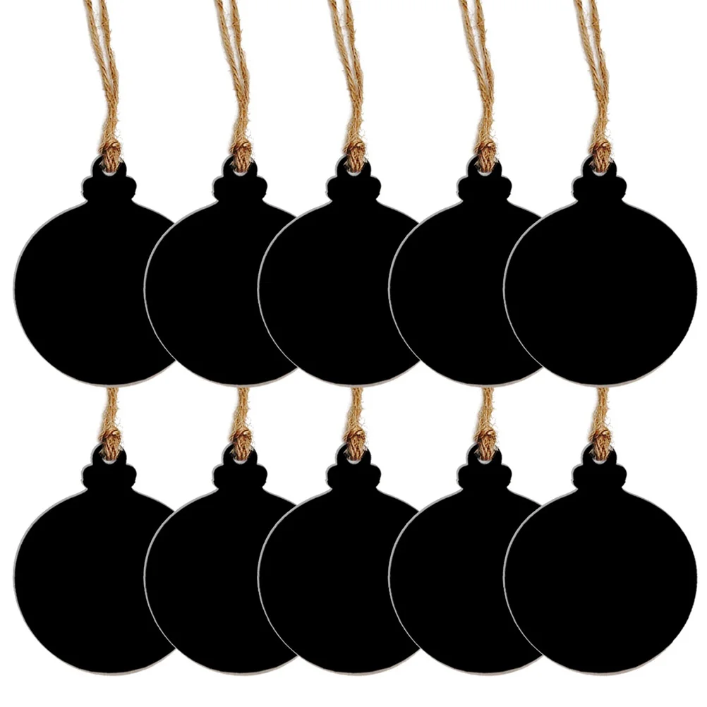 10Pcs Double-Sided Mini Blackboard Wooden Chalkboard with Rope for Memo Reminder Gift Tag Christmas Ball Ornament DIY