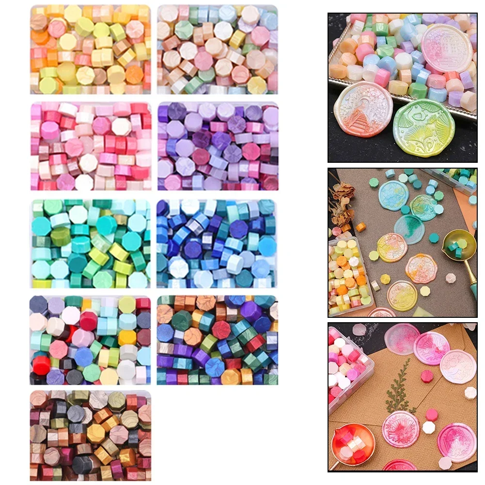 100Pcs Boxed Mixed Color Wax Particles Lacquer Stamp Sealing Wax Octagonal Beads Christmas Wedding Invitation DIY Scrapbooking