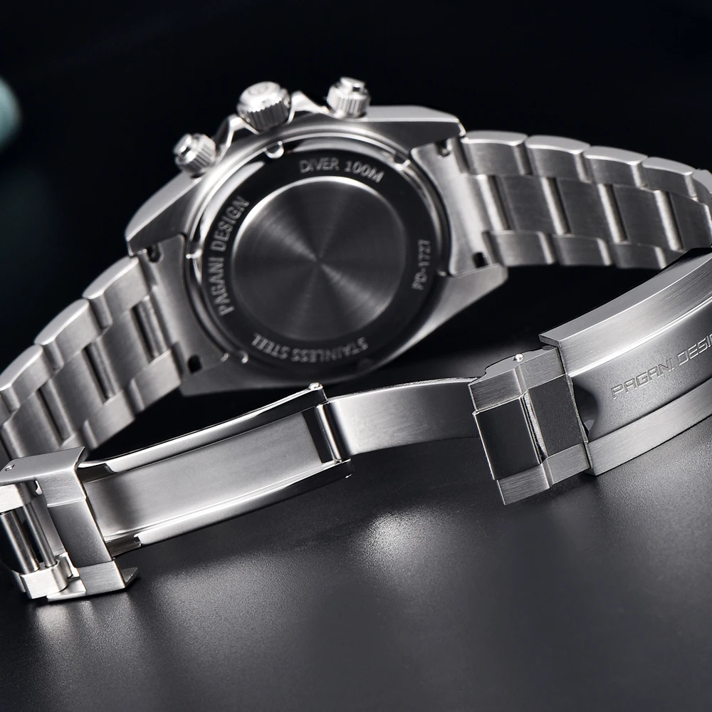 PAGANI DESIGN Men's Chronograph Watch Japan TMI VK63 Movement 40mm Panda Dial Sapphire Stainless Steel Sport Wristwatch view 6