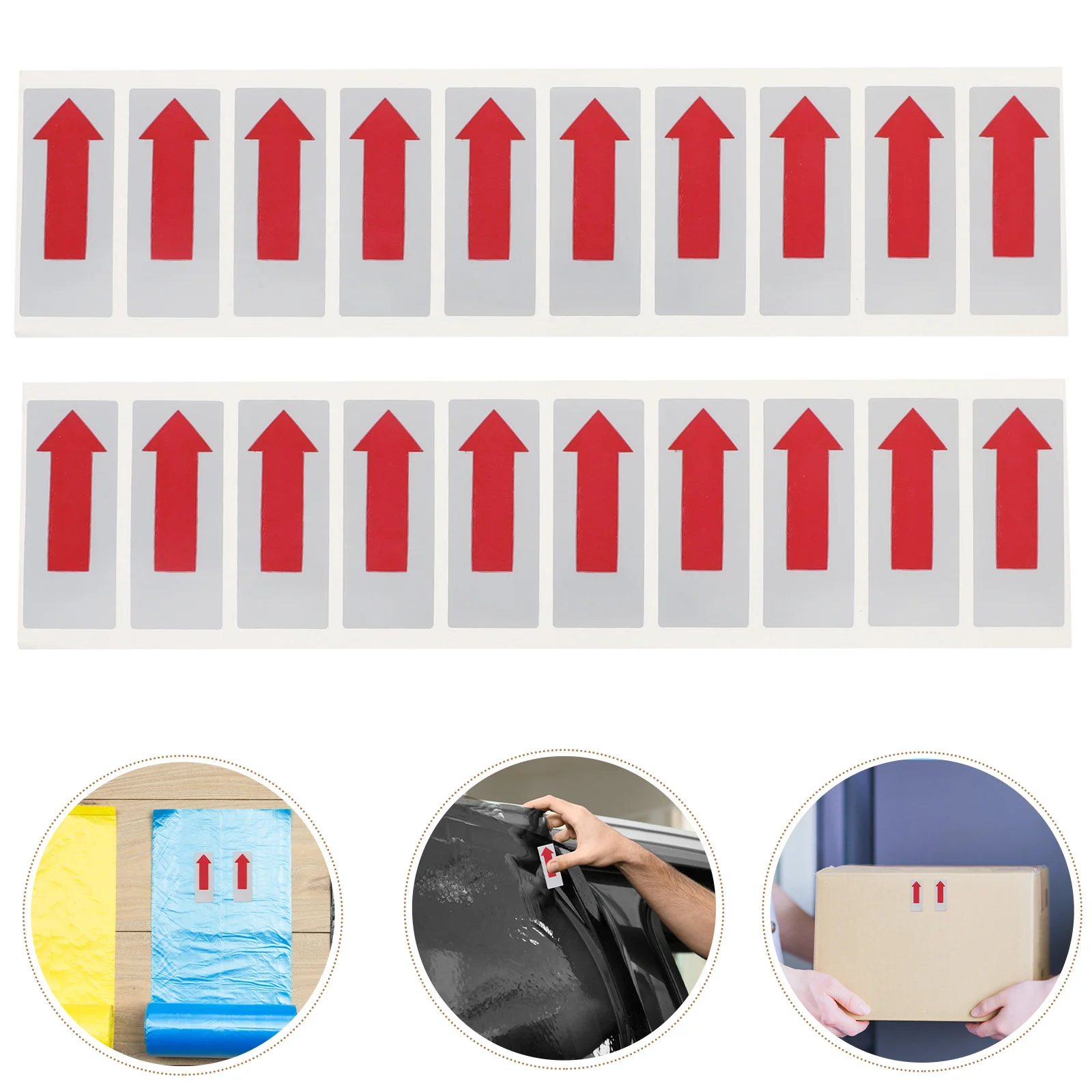 100pcs Red Arrow Sealing Stickers Self Adhesive Labels For Garbage Bags Car Films Envelopes Protective Films Strong Adhesion