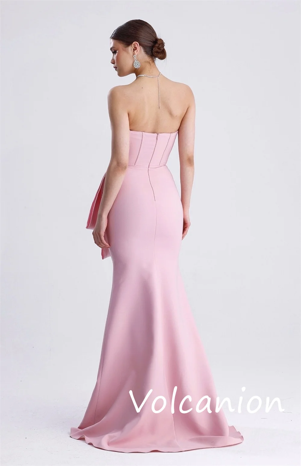 Personalizado requintado jérsei plissado trompete sem alças vestidos longos sob medida ocasião estilo moderno clássico