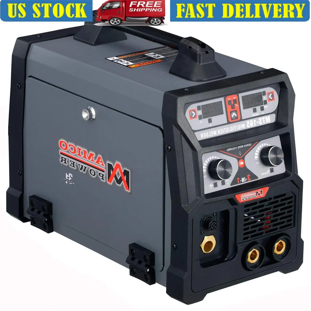 DC Inverter Welder 165 Amp MIG/Flux Cored Wire TIG Stick Arc Combo Welding 110/230V Dual Voltage 1/4