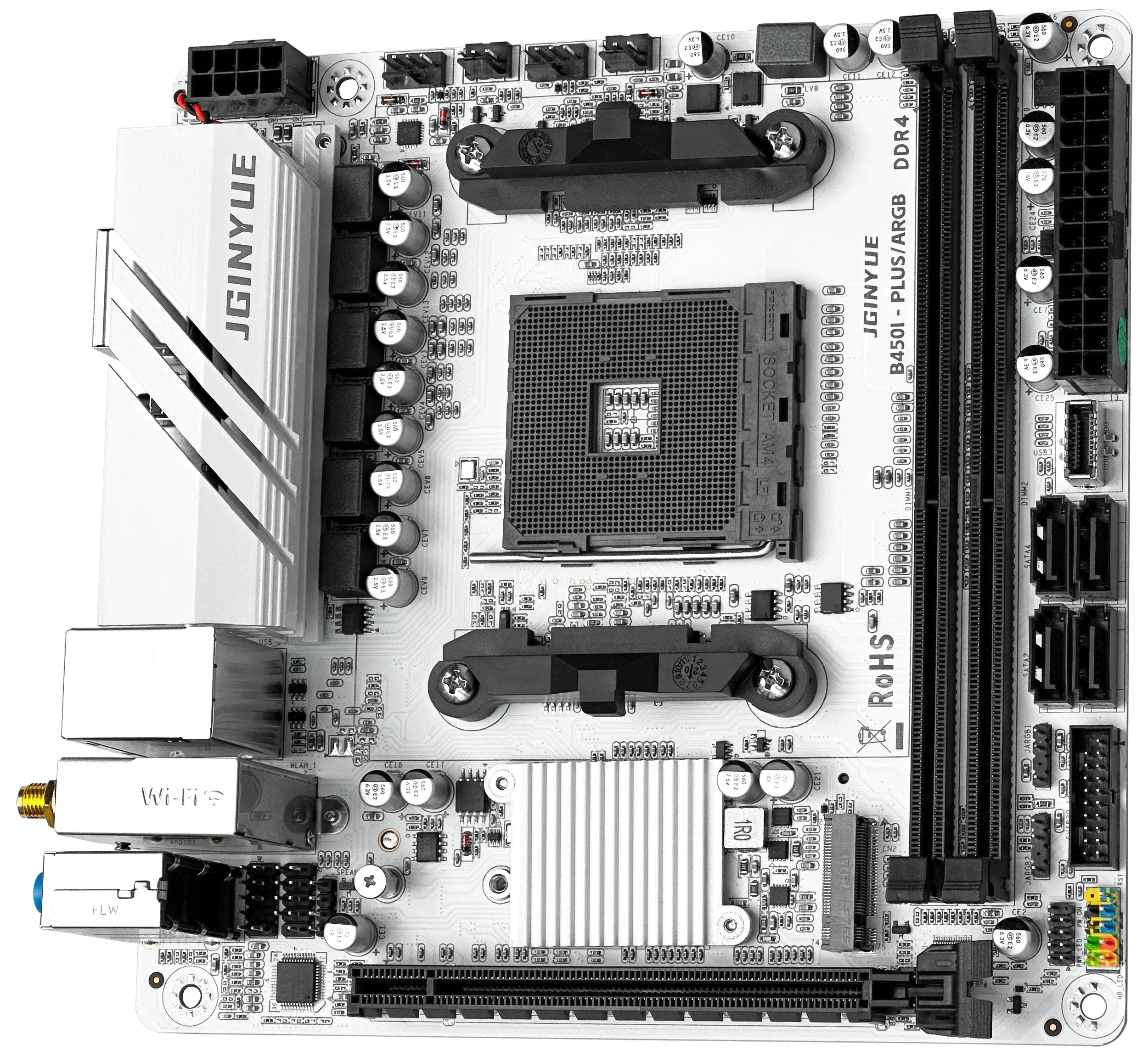 اللوحة الأم JGINYUE AMD AM4 ITX تدعم Ryzen R3 R5 R7 1/2/3/4/5 series CPU DDR4 RAM الكمبيوتر المكتبي PCI-E 3.0 B450I-PLUS ARGB MB