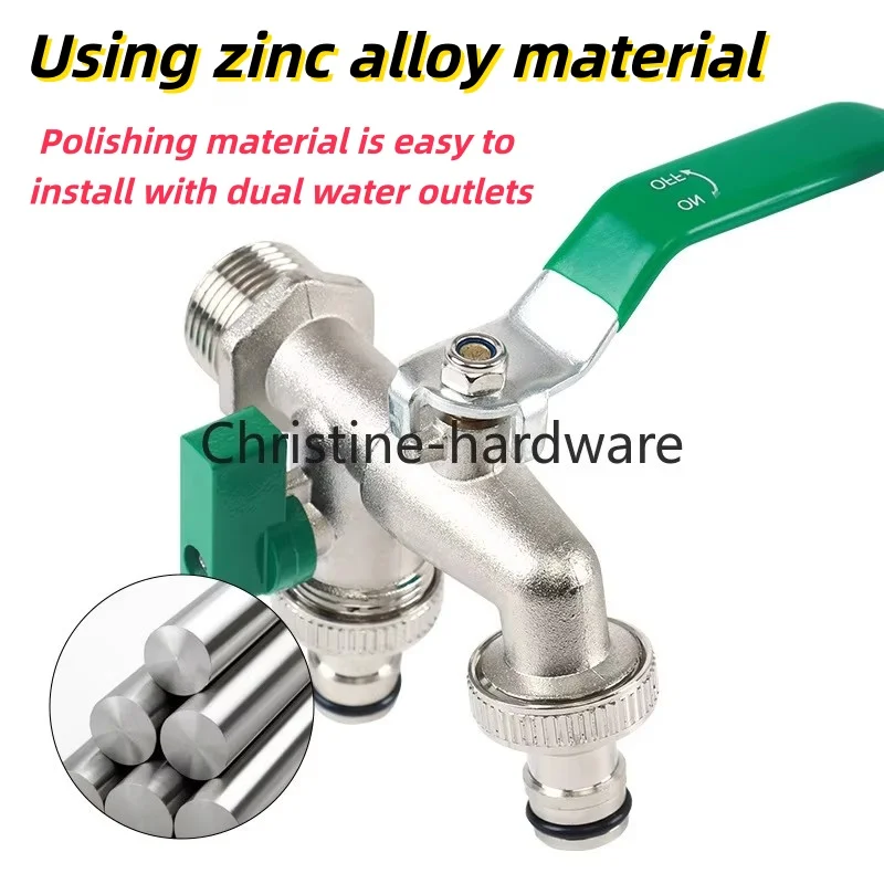 3/4 gardening zinc alloy faucet with one in and two out dual nipple faucet
