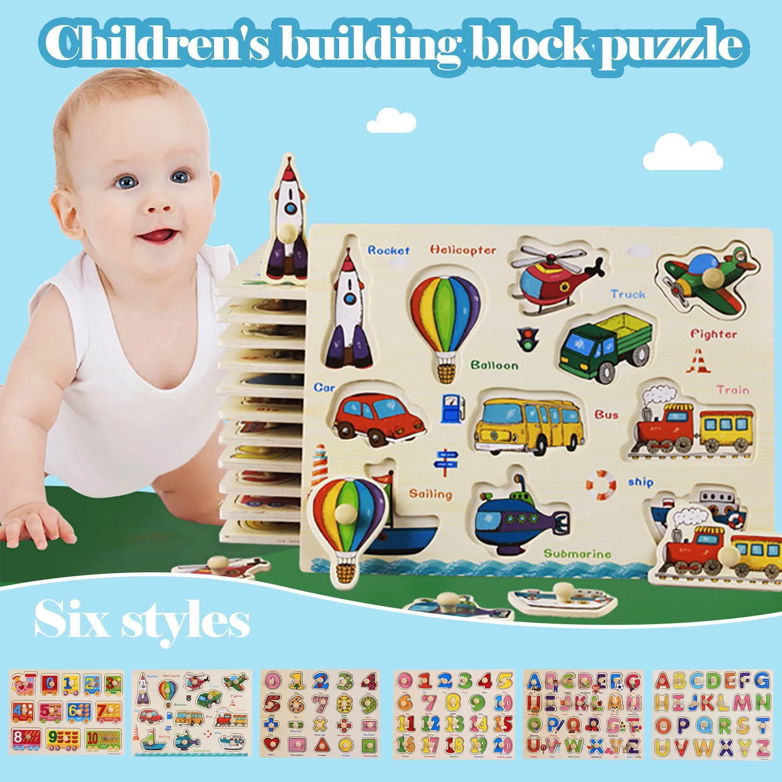 Colorful Alphabet Number Wooden Puzzles Kids Intelligent Matching Game Preschool Children Early Educational Toys Gift