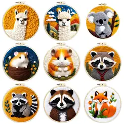 CHENISTORY 20x20cm Wool Felting Painting Kit Kit Alpaca,Hamster Diy Aninal Felt Crafts Package Felt Needle For Handwork Gift