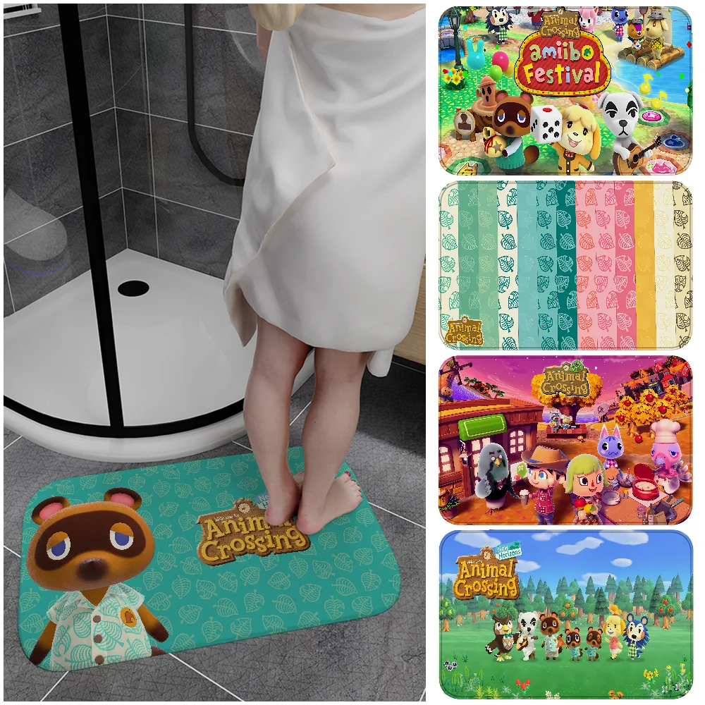 A-Animal C-Crossing Bathroom Mat Anti-slip Absorb Water Long Strip Cushion Bedroon Mat Welcome Doormat