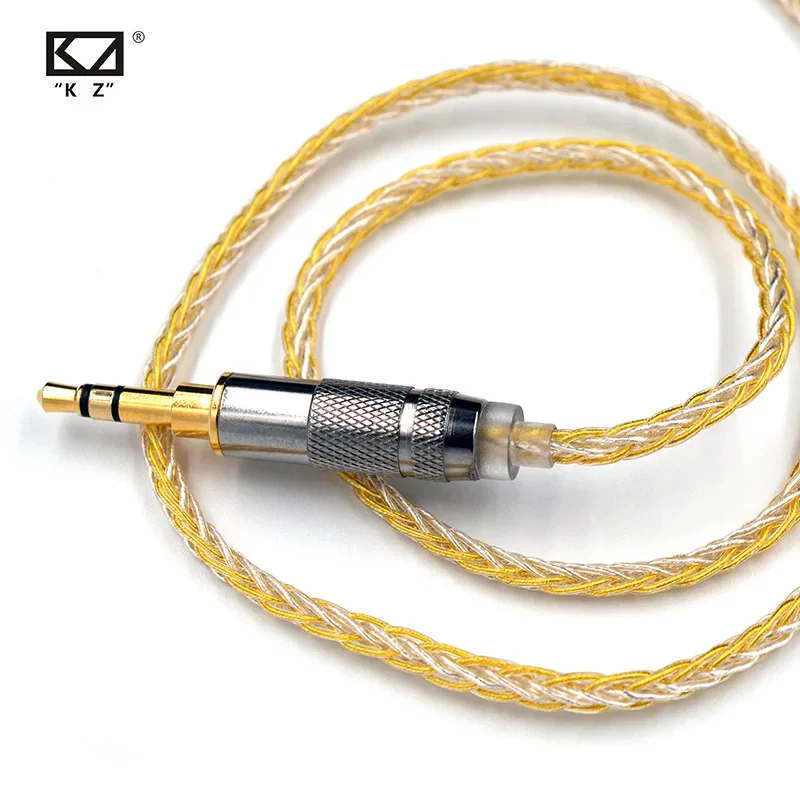 KZ Earphones Cable 8 Core Gold Silver Mixed Cable Earbuds Wire for KZ ZAX ZSX ZS10 PRO ZSN PRO X ZSTX AS16 ZST