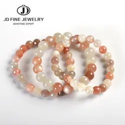 JD Natural Colorful Moonstone Beads Bracelets Women Elegant Labradorite Stone Round Stone Wrist Jewelry Female Charm Gifts