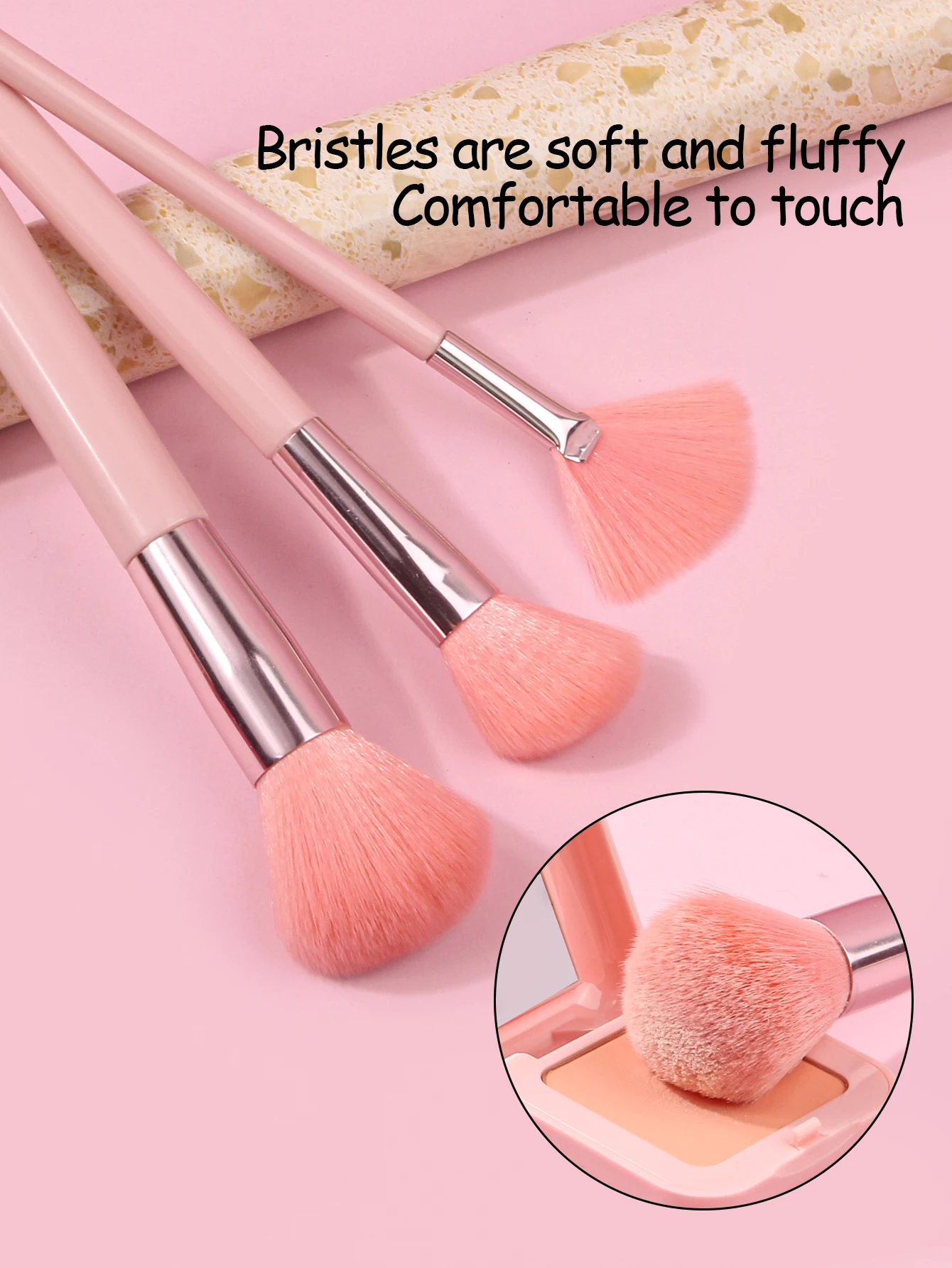 High appearance level Pink box 8 makeup brushes Soft hair loose powder Setting brush Blush brush Full set of makeup brushes