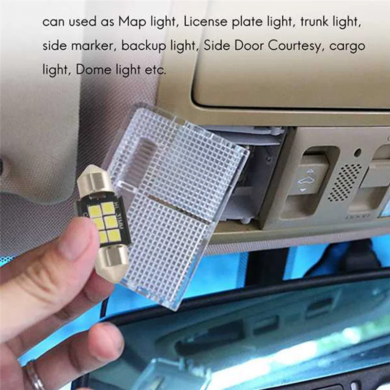 400 Lumens LED Bulbs for Interior Car Lights License Plate Dome Map Door Courtesy 31Mm Festoon De3175 6428 Xenon White image 3