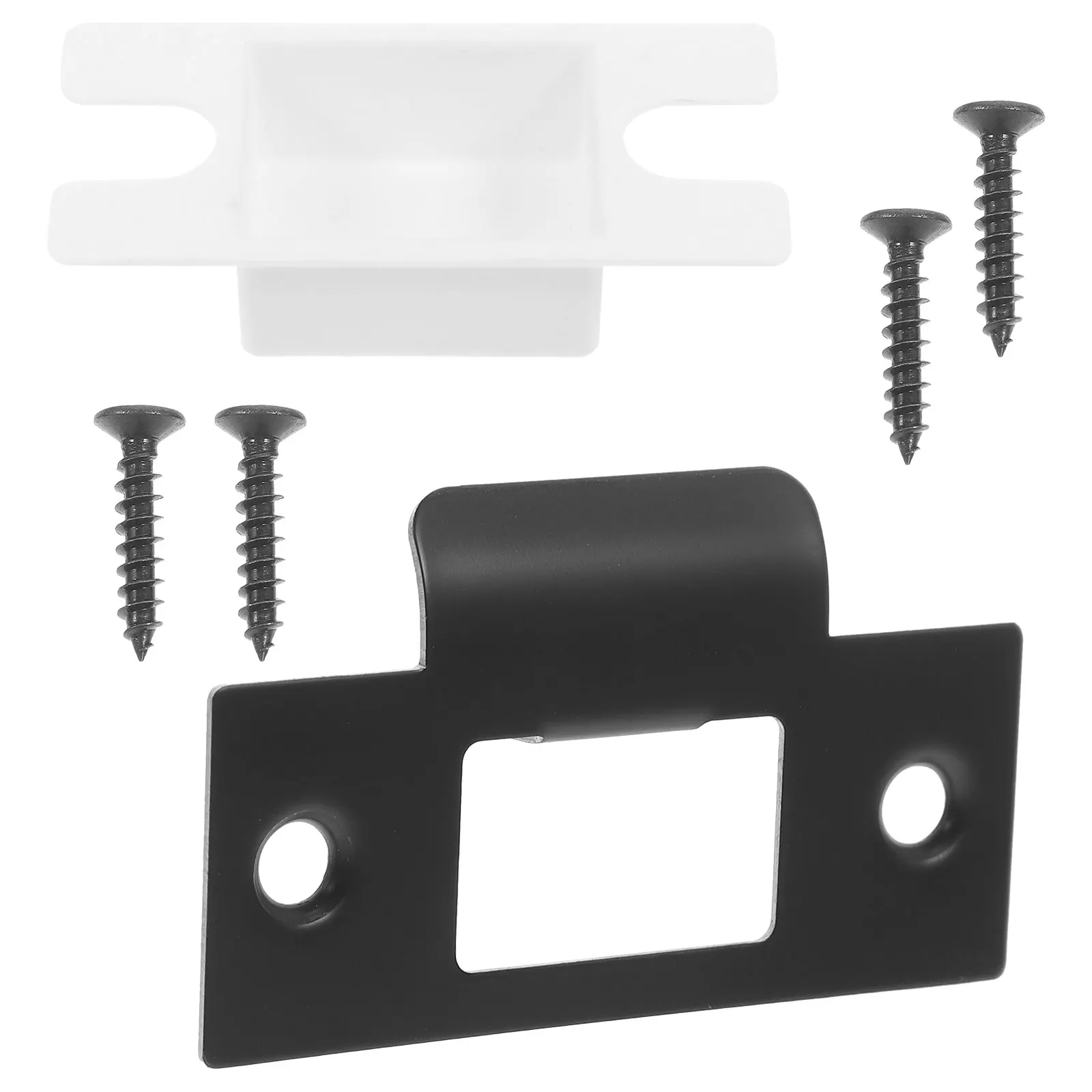 

1 Set Metal Lock Tongue Buckle T-Shape Latch Guide Plate For Wood Doors Black Front Door Reinforcement Strike Plate Deadbolt