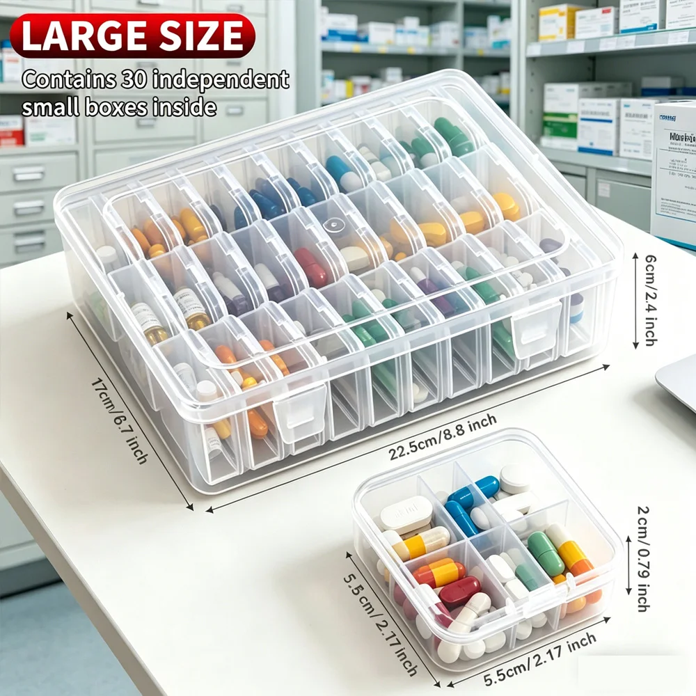 Multifunctional Desktop Organizer Box with Multiple Independent Compartments for Pills Jewelry Small Gadgets