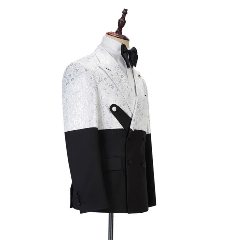 デザイナーメンズタキシードカスタマイズされた花柄ダブルブレストプロムウェディングパーティー新郎着用誕生日写真 2 個