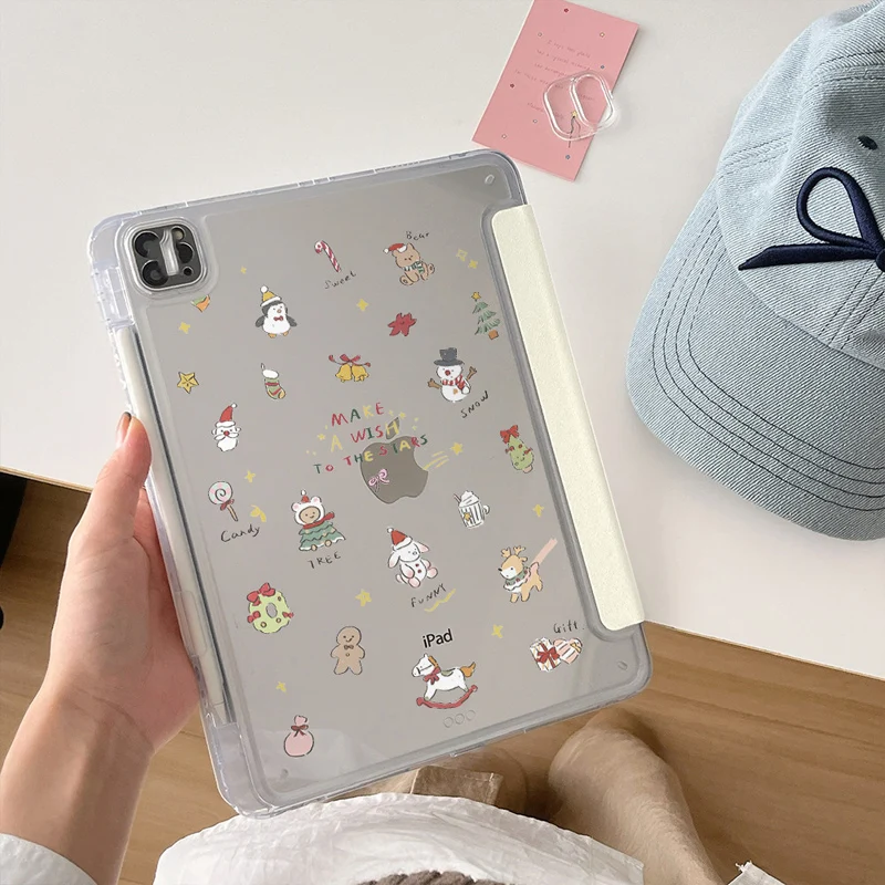 Christmas Cartoon Animal Tablet Case For iPad pro10/11/2020/6th/7th /8th /Air 3rd/Air 4th/9th Air 5th Air 11 MINI 3Y-Fold Cover