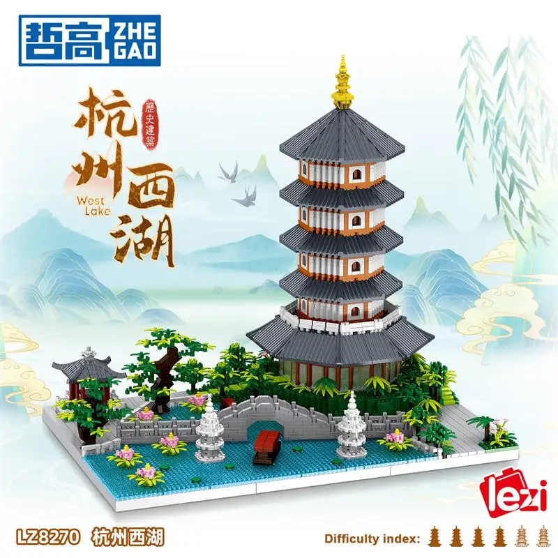 New LEZI Mini Blocks Chinese Style Architecture Castle Palace Tower Building Bricks Fun Toys for Children Gifts Girl Present