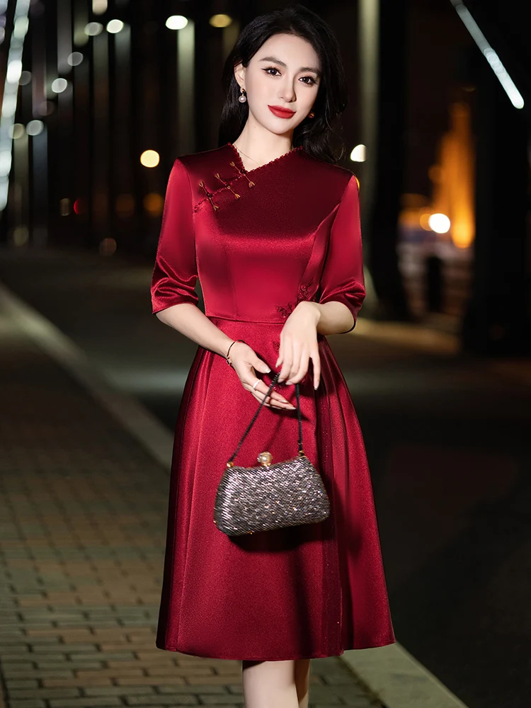 

Red Wedding Dr Luxury Sensation New Chinese Sle Mom Wedding Clothes Vintage Sle Handmade Embroidery mid Waist