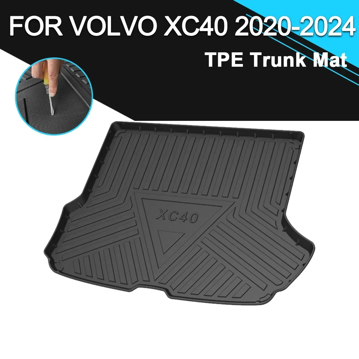 

Car Rear Trunk Cover Mat Non-Slip Waterproof Rubber TPE Cargo Liner Accessories For Volvo XC40 2020-2024