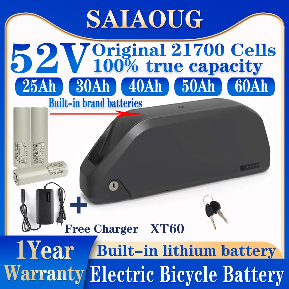 

52v 60ah 21700 Lithium Battery Bafang 300w-3000w Hailong 48v 72v 25 30ah 40 50ah Bateria Para Bike Eletrica EBike Akku Batterie