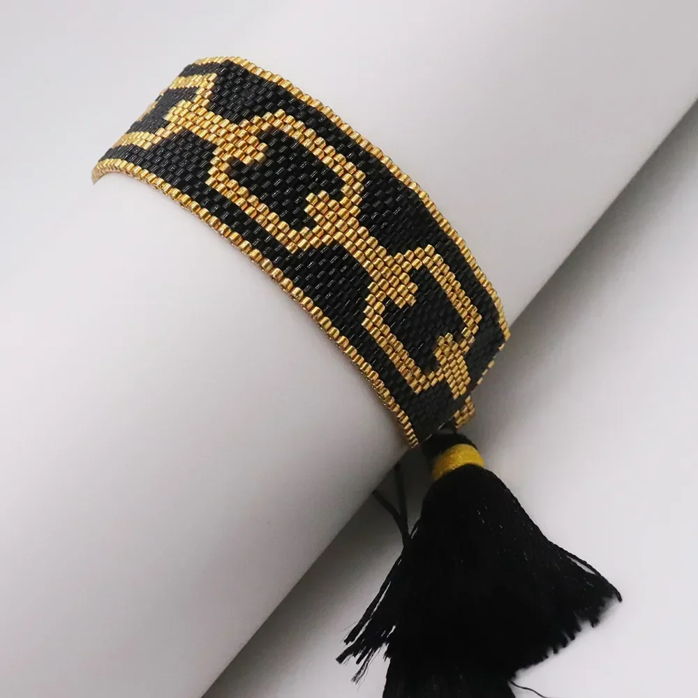Beaded Bracelet  Hand woven Chain pattern personality Versatile  Adjustable Simplicity Black Bohemia Unisex Rice bead bracelet