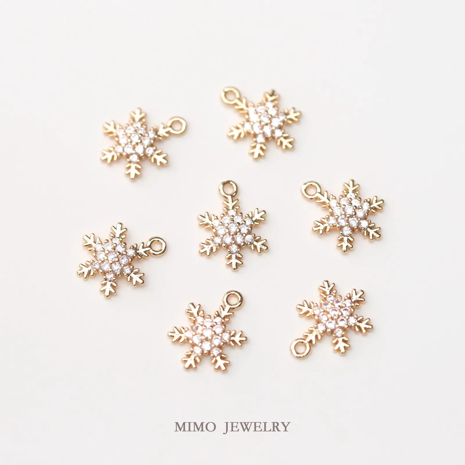 Micro Inlaid Zircon Hexagonal Snowflake Sweet Wind Christmas Charms Pendant Supplies DIY Hand Brass Gold Plated Accessories