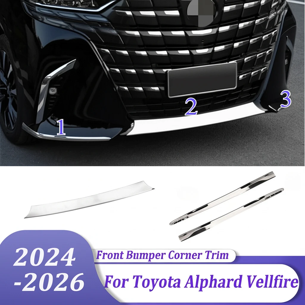 

Front Bumper Trim Molding + Front Bumper Corner Guard Auto Styling Accessories For Toyota Alphard Vellfire 2024 2025 2026