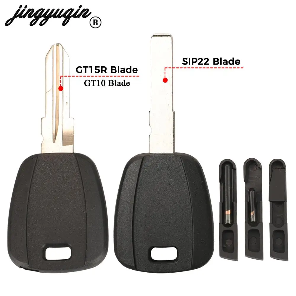 jingyuqin For Fiat Car Key Shell Case Black Blank Transponder 500 Ducato fob SIP22 /GT10 /GT15R Blade Replacement