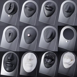 Black Flexible Silicone Human Body Model Displays Ear Mouth Eye Tongue Face Model Simulation For Jewelry Display Teaching Tool