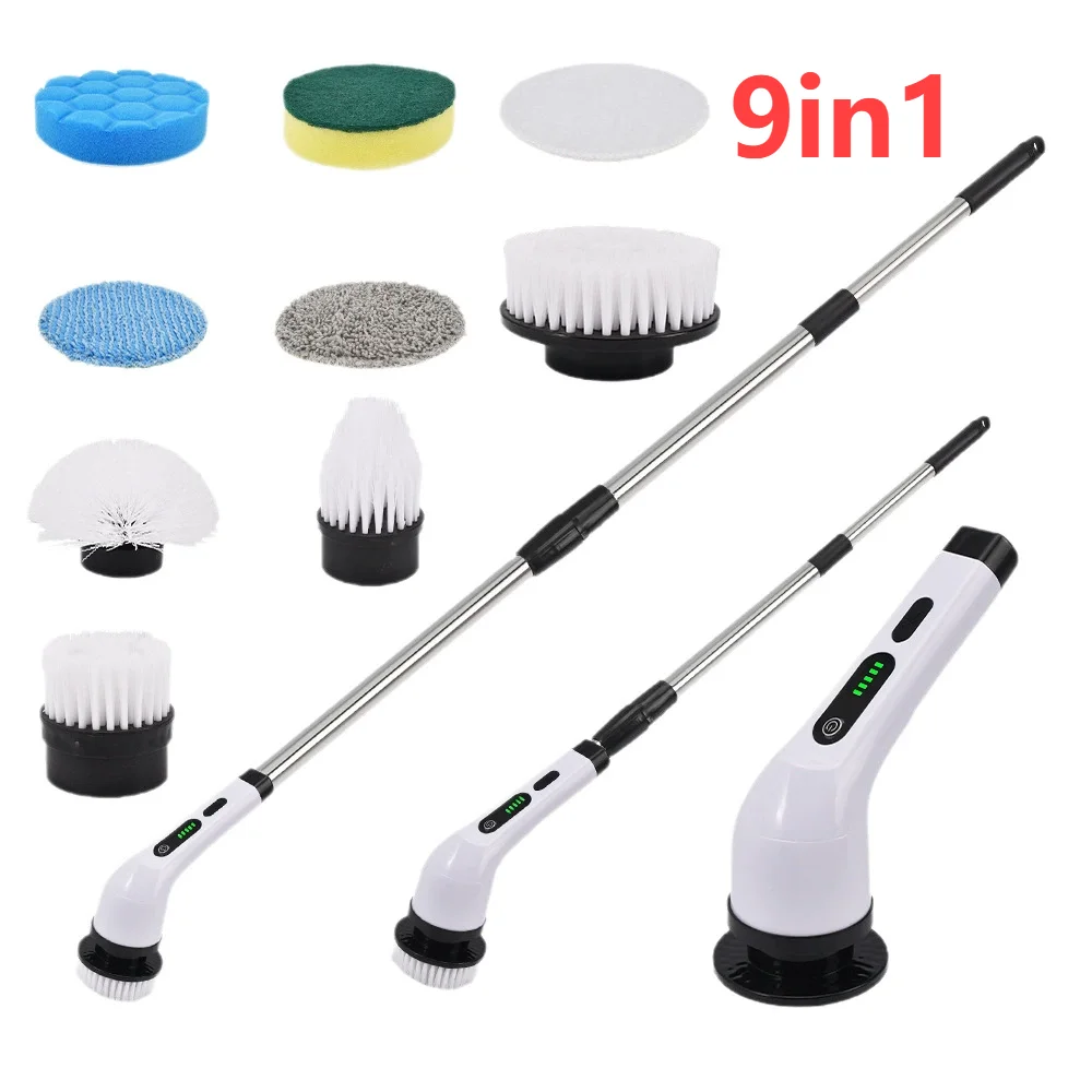 1-set-wireless-electric-rotating-scrubber-7-9-brush-heads-adjustable-extension-handle-bathroom-cleaning-brush-household-tool