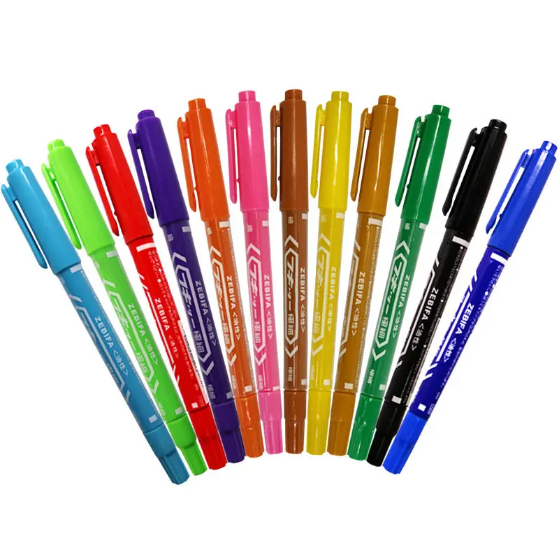 Green Marker Pen, Purple Buttery Waterproof, Quick-Drying, Non-Fading, Fine-Tipped Liner Pen, Thick and Thin Dual-Ended