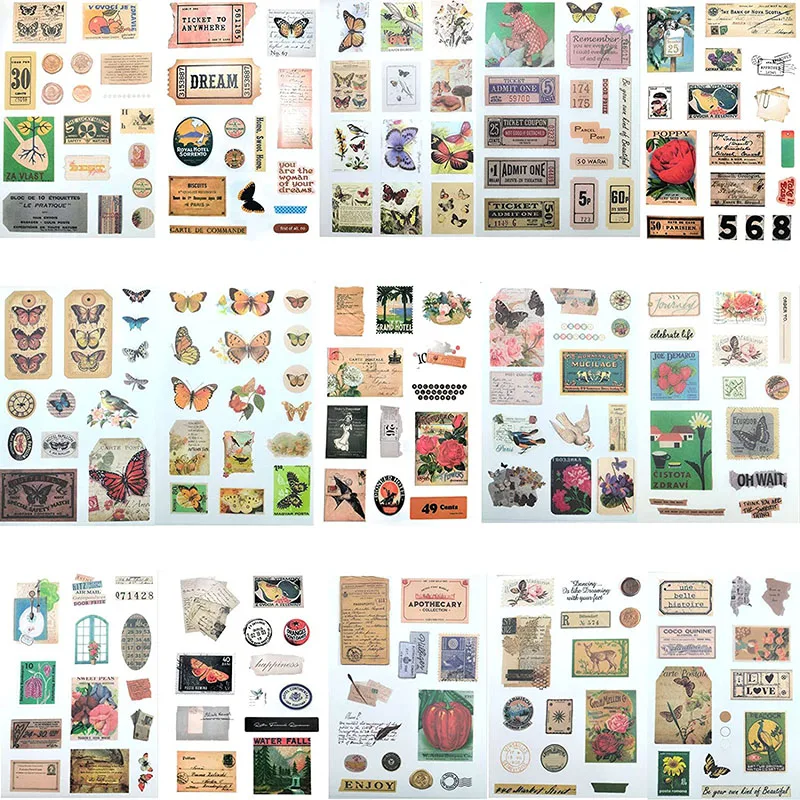 414Pcs Vintage Stickers for Journaling 20 Scrapbook Papers Scrapbooking Ephemera Sticker Book for Journaling Scrapbooking Supply