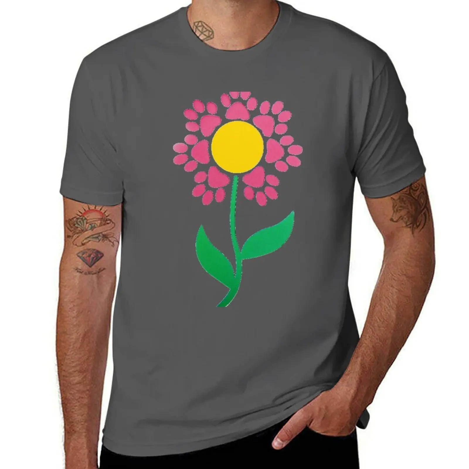 

Paw Flower - Dark Pink T-Shirt t shirts for man cotton soft t shirt man designer T-Shirt