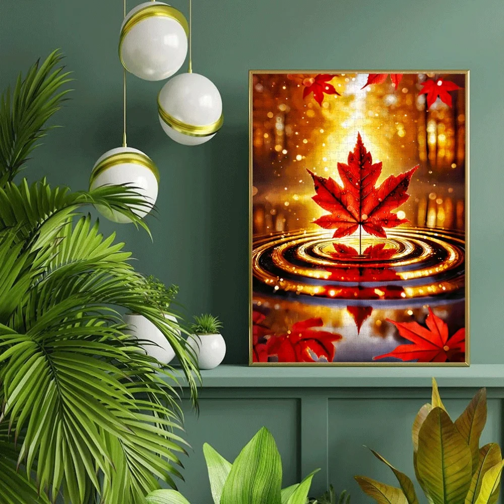 1000ピース 大型メープルリーフ＆リップルペーパー ジグソーパズル - 大人向けの挑戦的なDIYホームデコレーション脳トレゲーム、家族で楽しめるパズル