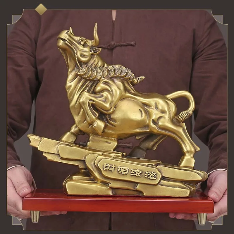 2023 GOOD Mascot Bring in wealth treasure HOME Store business Money Drawing good luck Fortune golden Taurus Brass Charging Bull