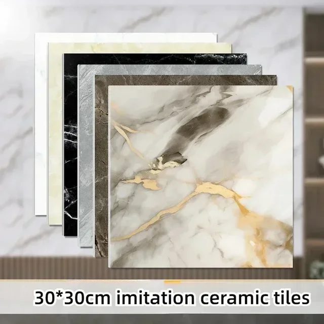 Naklejki ścienne z imitacji marmuru PVC Samoprzylepne naklejki podłogowe Wodoodporne naklejki dekoracyjne do łazienki i salonu 30 * 30 cm