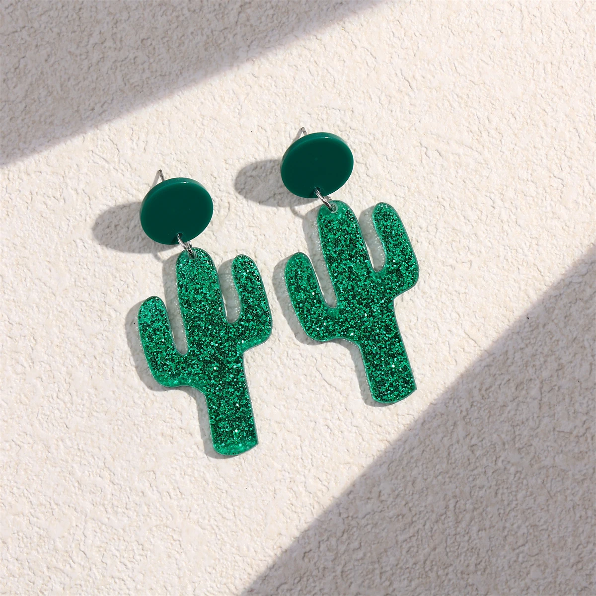 Tropical Park Cactus Design Dangle Earring Summer Holiday Style Plants Charm Earring Jewelry Gift