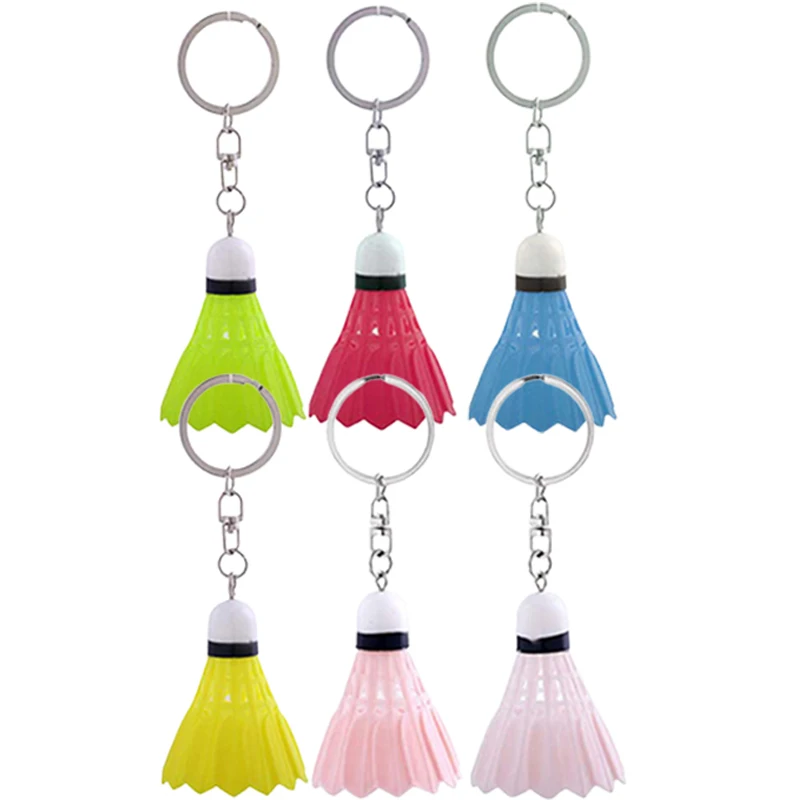 6Pcs Mini Badminton Keychain Cute Shuttlecock Key Chains PVC Keyring Colorful Car Key Holder Bag Pendant Club Gifts