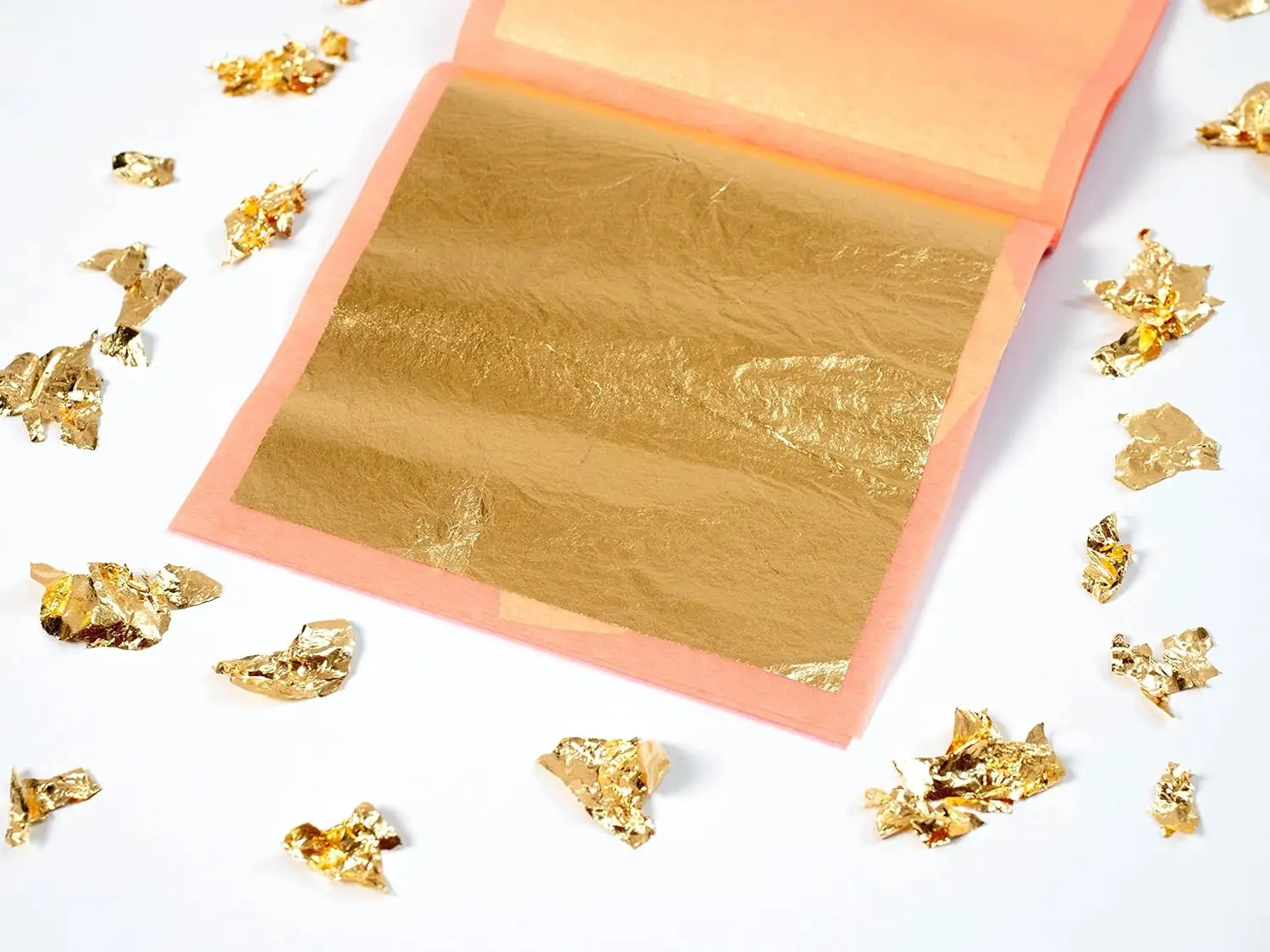 50pcs 8x8cm Genuine 24K Gold Leaf Food Decoration Gold Mask for Cosmetology Gift Wrapping Scrapbooking Craft Paper