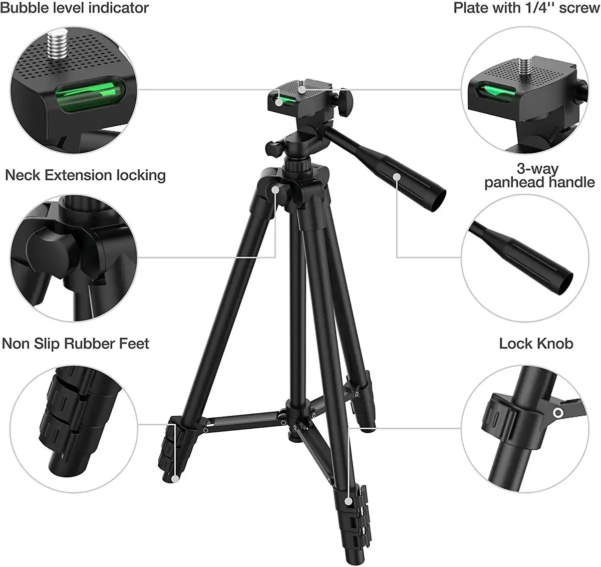 102cm Lightweight Camera Tripod For Mobile Tripod Camera Portable SLR Bluetooth-compatible Desktop Cam Stand Monopod Smartphone